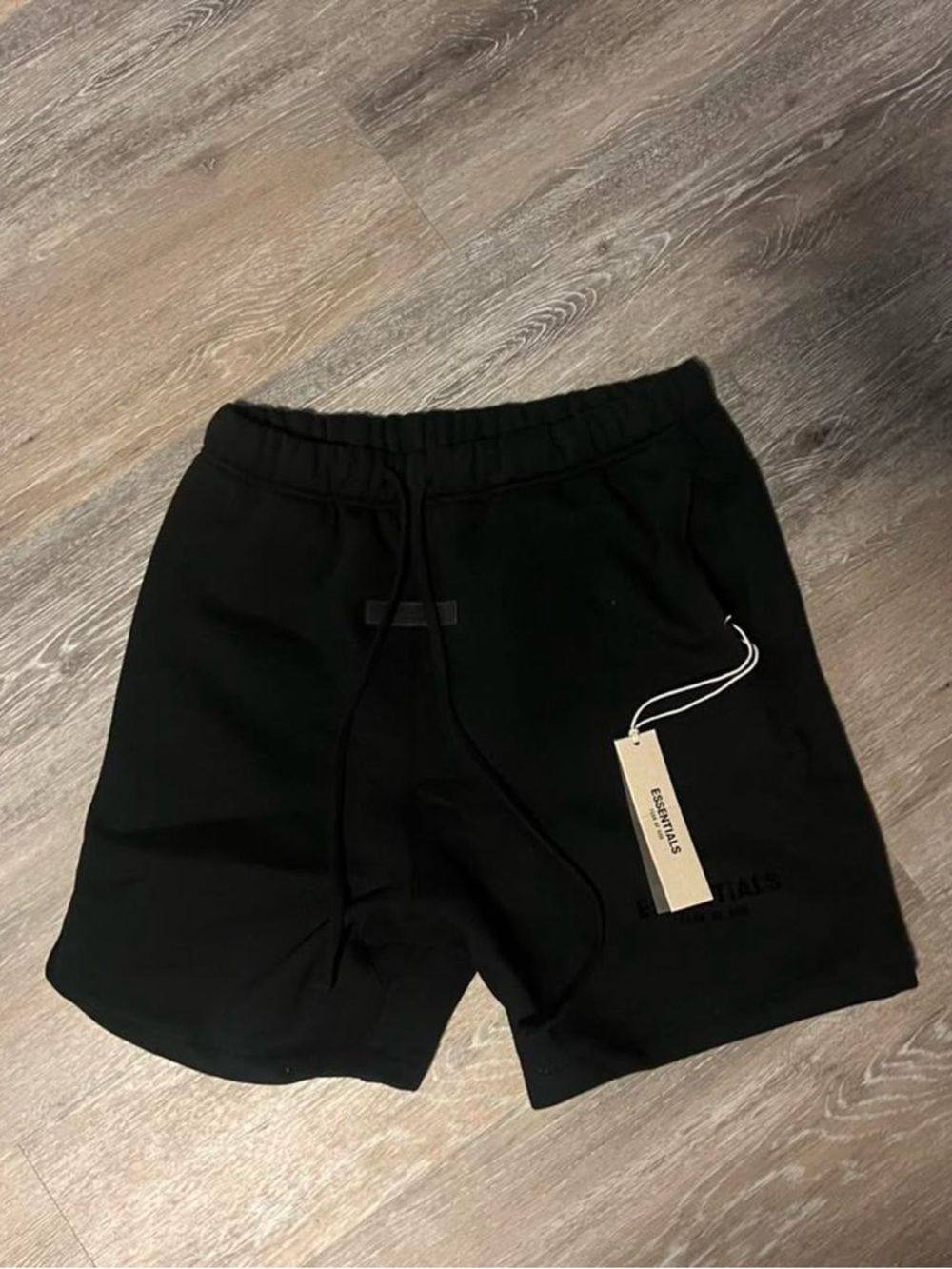 Essentials Black Logo Fleece Shorts - Picture 2 of 2